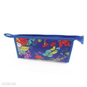 Vintage Flower Pattern Satin Fabric Travel Cosmetic Bag