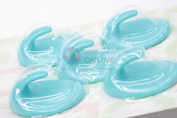 Creative Design 5 Pcs Blue Color Plastic Sticky Hook