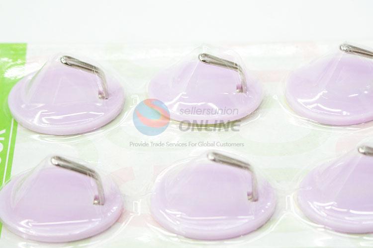 Promotional Low Price Light Purple Colors 6 Pcs Plastic Sticky Hook