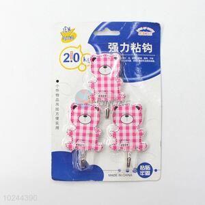 Creative Supplies  Cartoon Bear Shaped 3Pcs Self Bathroom Kitchen Hanger Adhesive Sticky Hooks