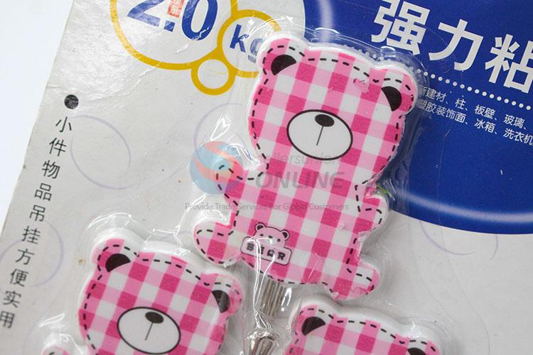 Creative Supplies  Cartoon Bear Shaped 3Pcs Self Bathroom Kitchen Hanger Adhesive Sticky Hooks