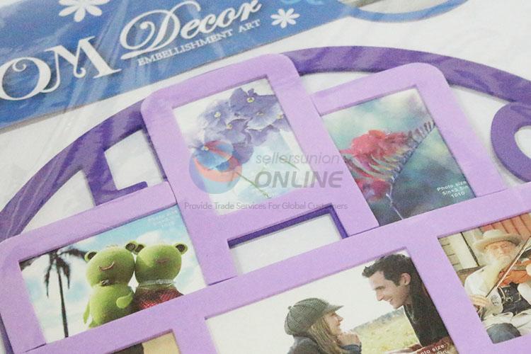 Round purple photo frame EVA wall/window sticker