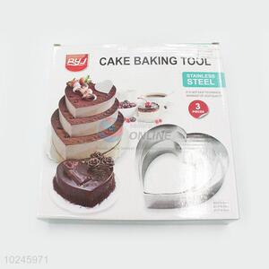 3pcs Heart Shaped Stainless Steel Cake Moulds Set