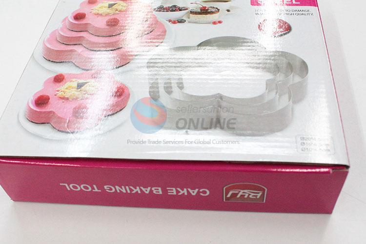 3pcs Flower Shaped Stainless Steel Cake Moulds Set