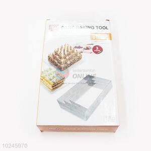 3pcs Rectangular Stainless Steel Cake Moulds Set