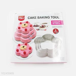 3pcs Flower Shaped Stainless Steel Cake Moulds Set