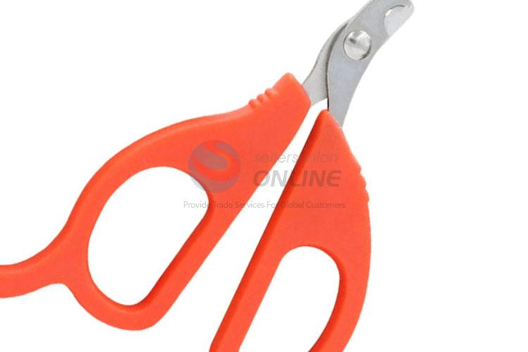 Stainless Steel Pet Nail Clippers with Red Plastic Handle