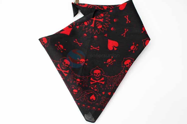 Skull and Poker Pattern 100% Cotton Printing Head Kerchief Square Bandana