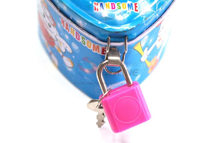 New and Hot  Blue Money Box with Lock&Key for Sale