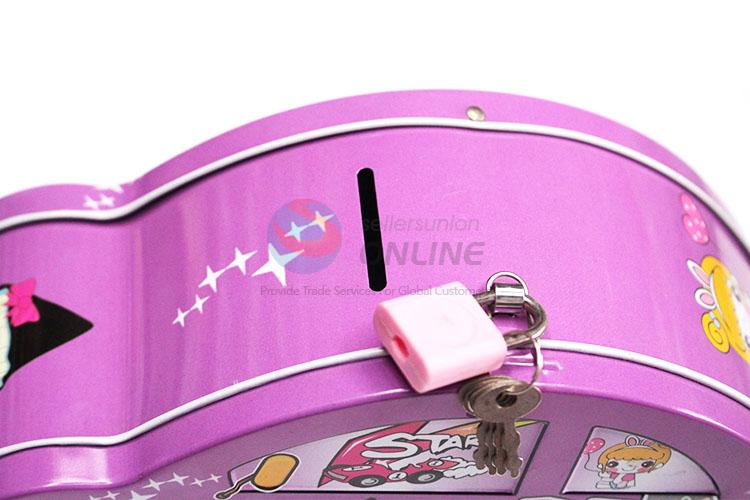Wholesale Supplies Car Shaped Purple Money Box with Lock&Key for Sale