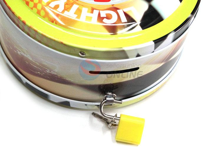 Factory Direct Round Yellow Money Box with Lock&Key for Sale