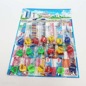 Small plastic rulers and pencil sharpener toys sets 20pcs/opp bag