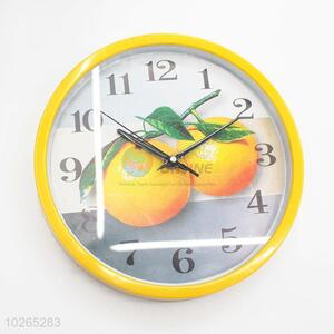 Orange Pattern Yellow Frame Wall Clock Home Decoration