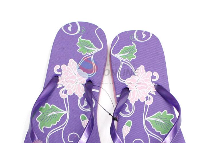 Nice Flower Printed Purple Summer Slippers for Sale