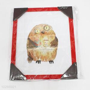 Home Decorative Red Frame Owl Pattern Wall Painting Crafts