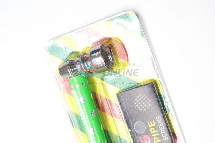 Factory Supply Green Handle Metal Tobacco Pipe for Sale