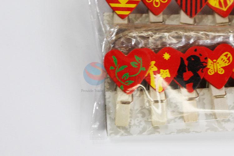 Mini Wooden Red Heart Clip Pack of Small DIY Wedding Party