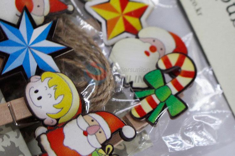 Cartoon Christmas Decoration Wood Clip Photo Paper Craft Clips