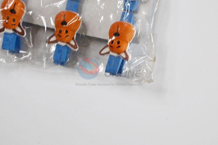 Top Quality 6 Pcs/Set Colors Cartoon Style Clip Set / Wooden Clip