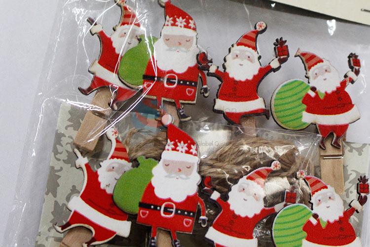 Photo Paper Clothing Craft Clips Party Santa Claus Shaped Clip with Hemp Rope