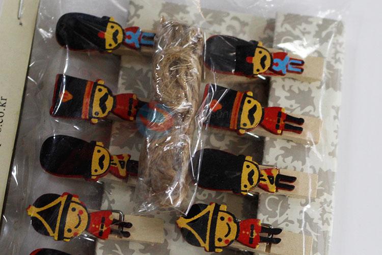 New Customized Cartoon Beefeater Shaped Clip Photo Paper Craft DIY Clips with Hemp Rope