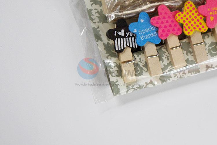 Factory Supply Office Accessories Mini Colorful Star Shaped Wooden Clips Memo Clip