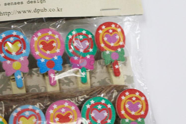 High Quality Mini Color Lollipop Wooden Clips for Photo Clips