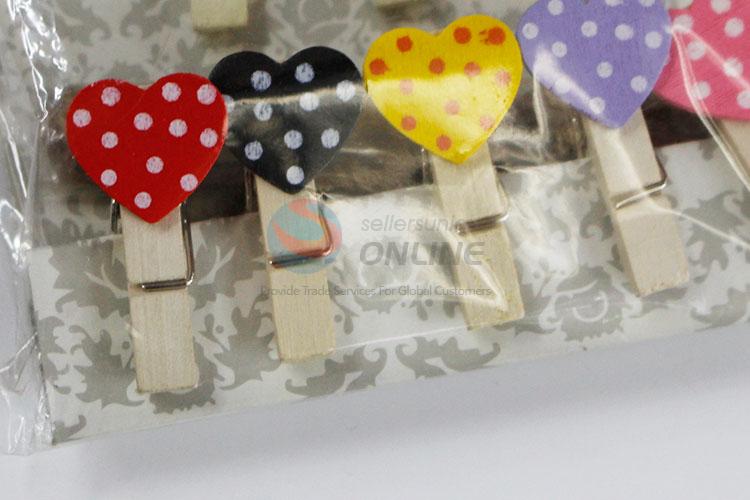 New Arrival Mini Colorful Heart Wooden Clips for Photo Clips