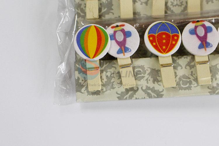 Office Accessories Cute Mini Colorful Balloon Shaped Wooden Clips