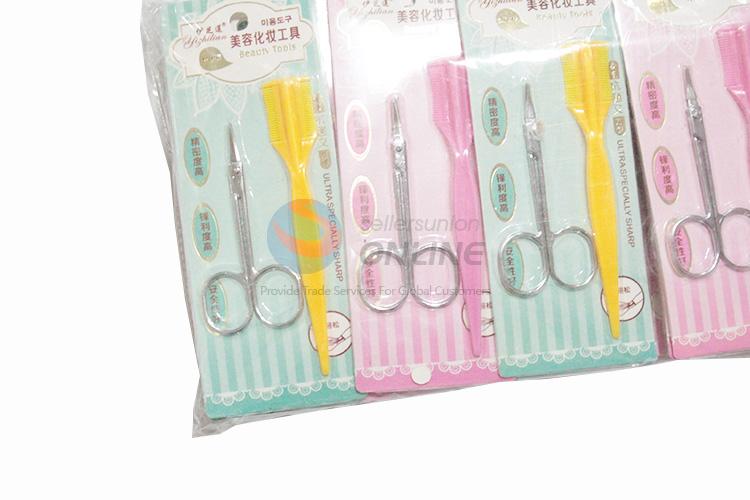 Wholesale recent design eyebrow scissors+eyebrow comb