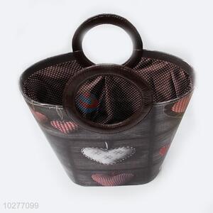 Made In China Love Pattern PU Hand Shopping Basket