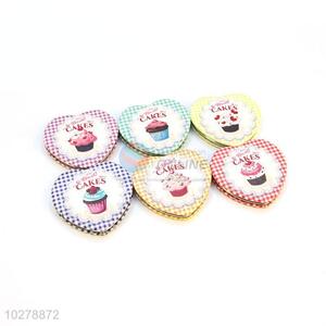 Nice Cake Printed Heart Shaped Pocket Cosmetic Mirror for Sale