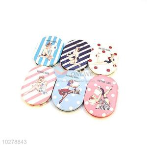 Retro Girl Printed Pocket Cosmetic Mirror for Sale