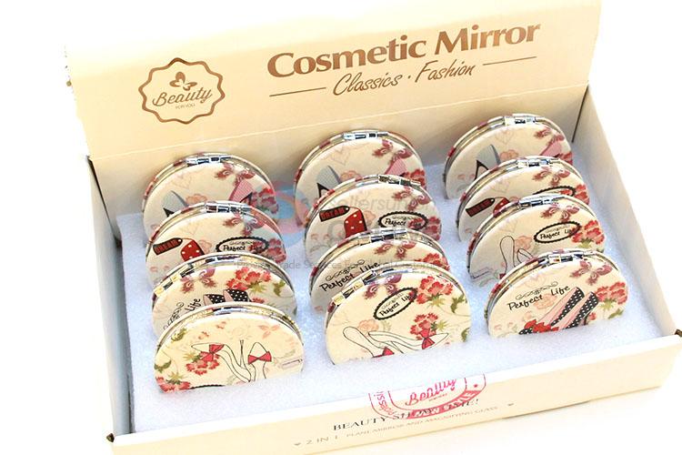 Nice High-heeled Shoes Printed Round Pocket Cosmetic Mirror for Sale