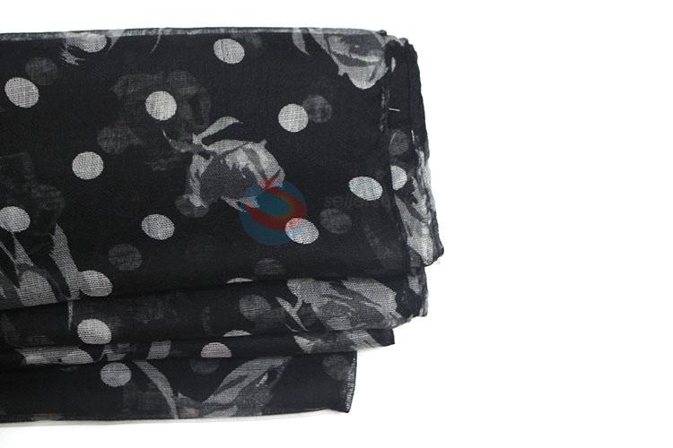 Best Selling Dot Pattern Black TR Cotton Scarf for Women
