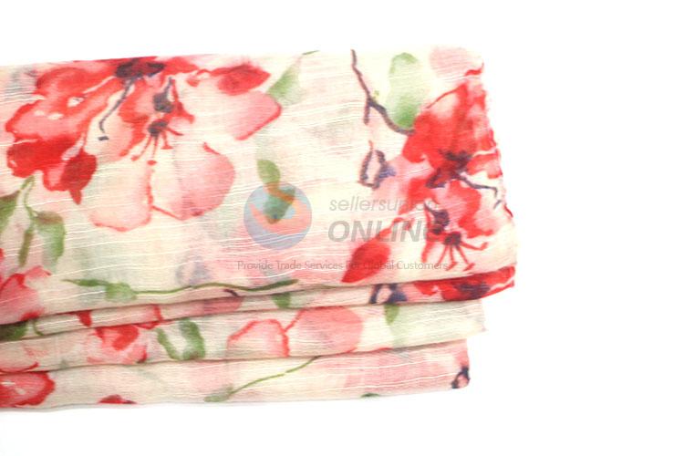 New Arrival Flower Pattern Staple Rayon Scarf for Women
