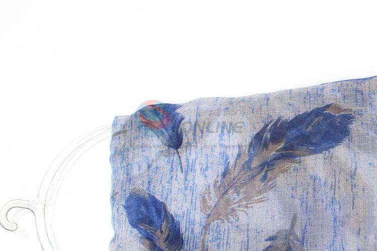Promotional Feather Pattern TR Cotton Scarf for Women