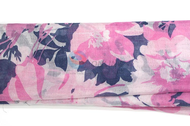 Promotional Flower Pattern Staple Rayon Scarf for Women