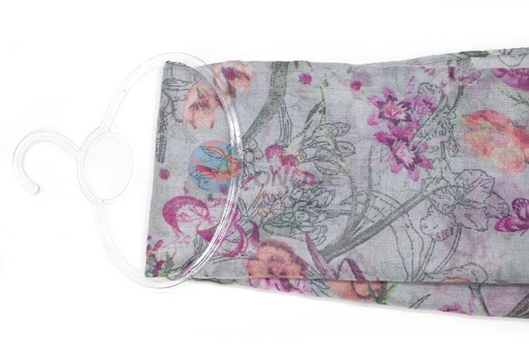 Factory Supply Purple Flower Pattern Staple Rayon Scarf for Women
