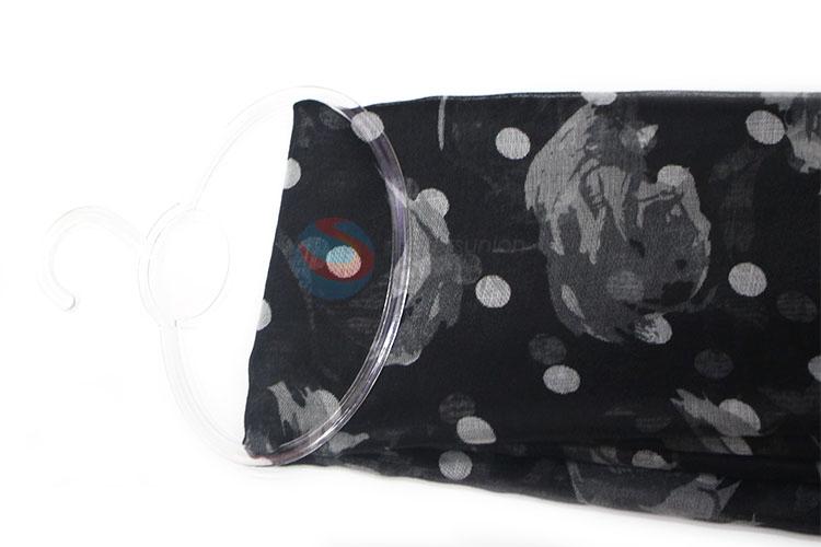 Best Selling Dot Pattern Black Staple Rayon Scarf for Women