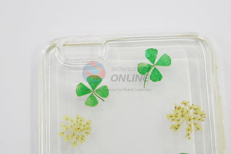 Wholesale Four Leaf Clover Dried Plant TPU Mobile Phone Shell for iphone