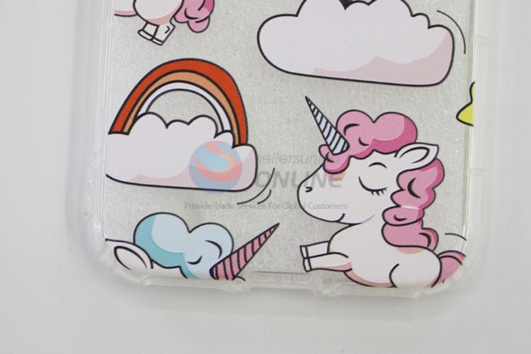 Pink Color Cartoon Unicorn Pattern Silicone Mobile Phone Shell for iphone