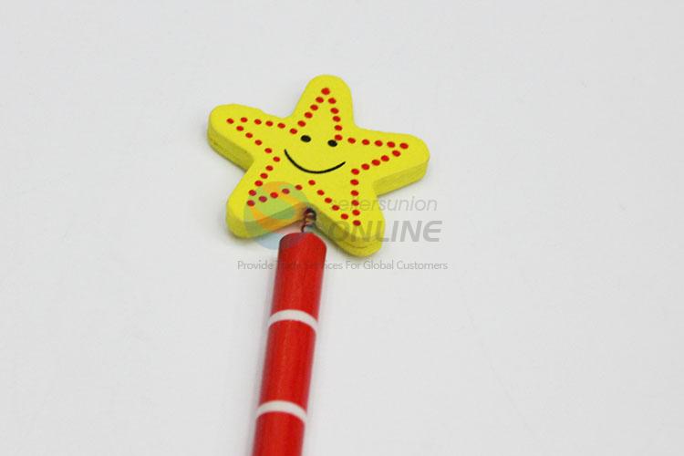 Wholesale Price Pencil Design Silm Yellow Star Shape Wooden Pencil