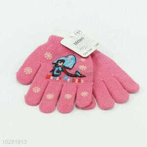 Pink Color Cartoon Pattern Warm Gloves