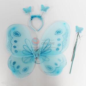 Hot sale blue butterfly wigs set for girls