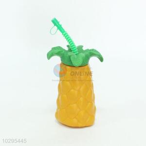 Pineapple shape water cup with straw for sale
