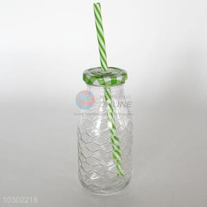 Nice classic cheap glass bottle with straw
