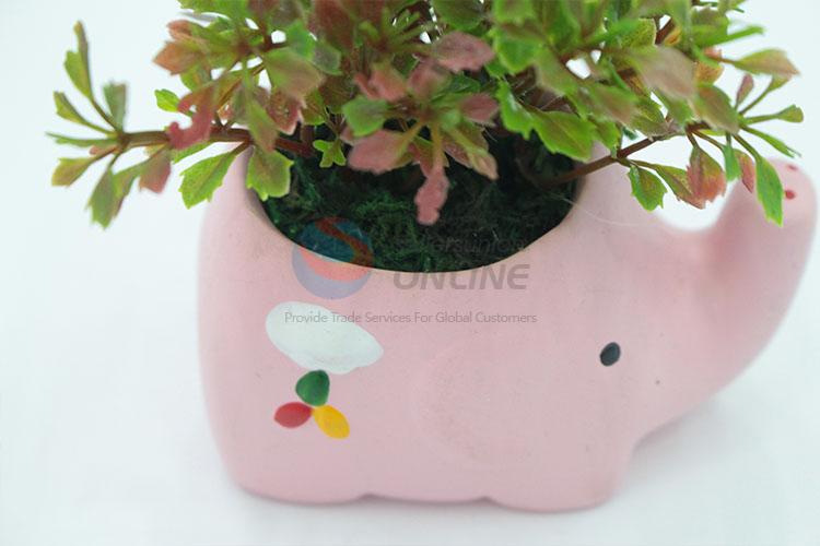 Fancy cheap top sale  artificial flower miniascape with elephant shaped flowerpot