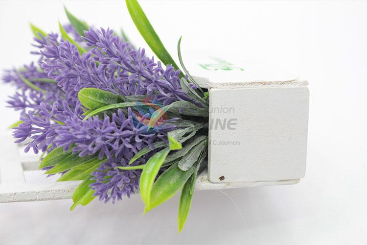 Fashion artificial flower miniascape with wooden flowerpot for decoration