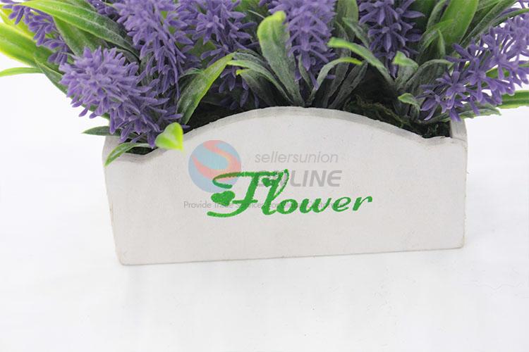 Fashion artificial flower miniascape with wooden flowerpot for decoration